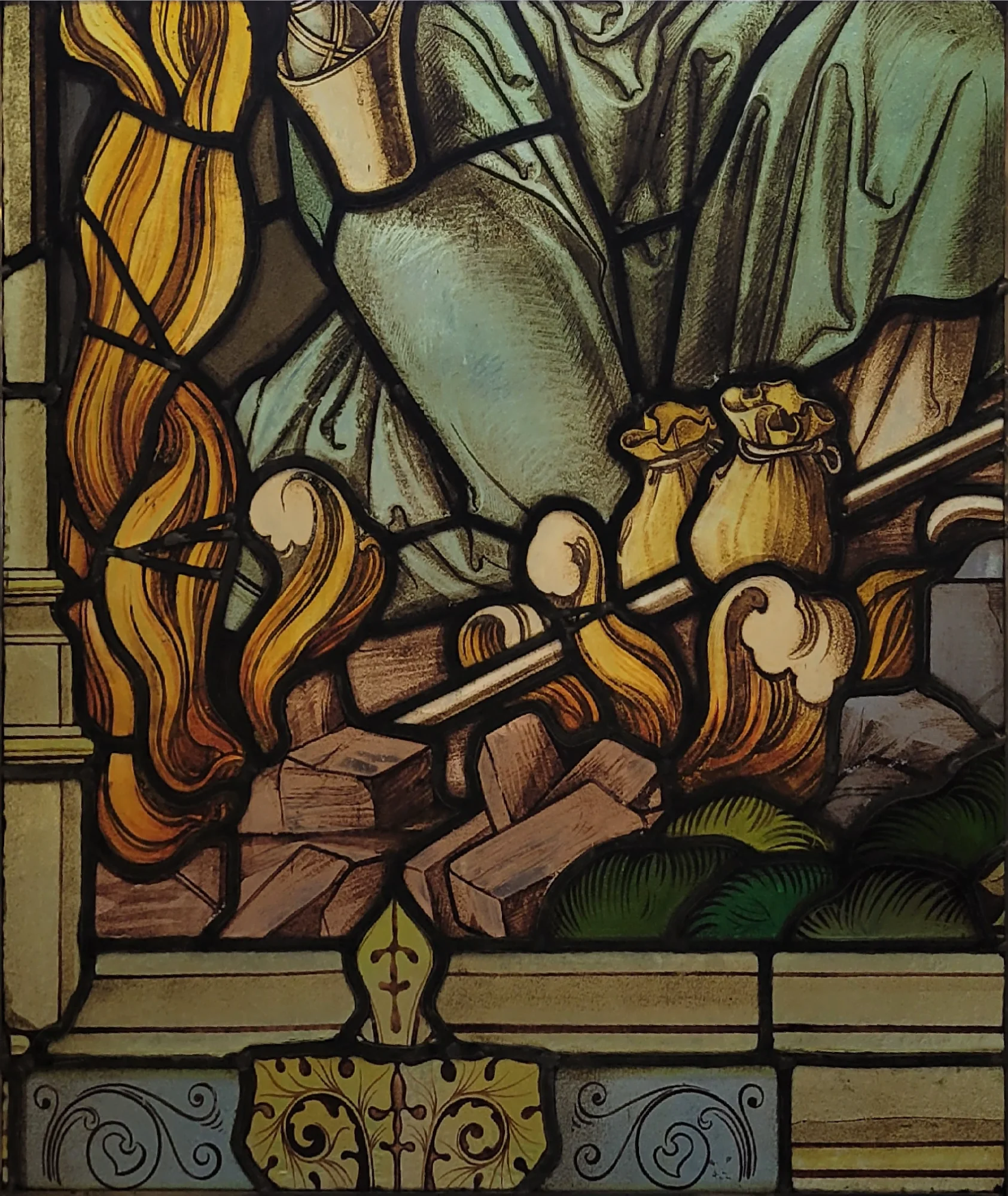 Kerkraam vuur met kruiken