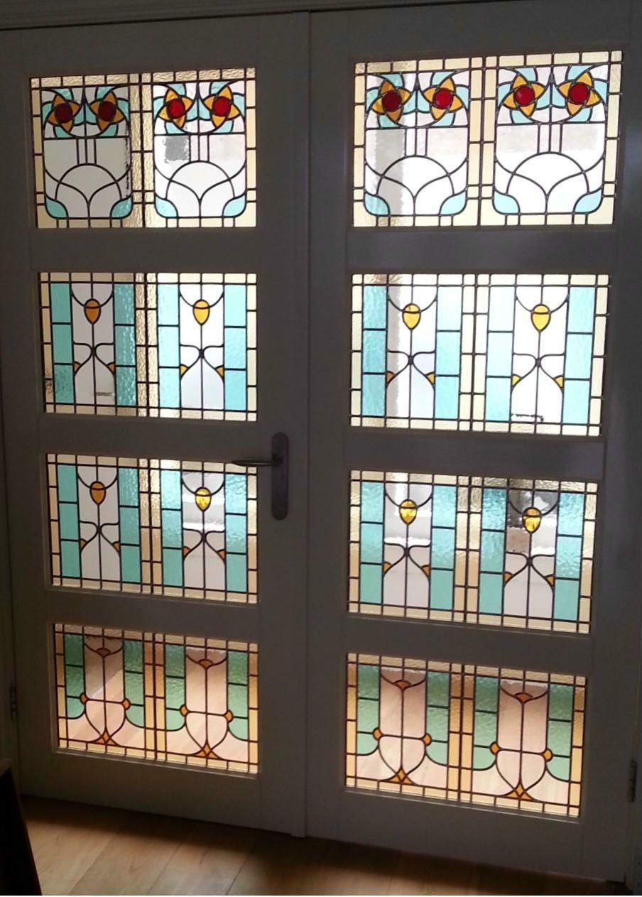 Ensuite deuren met glas-in-lood